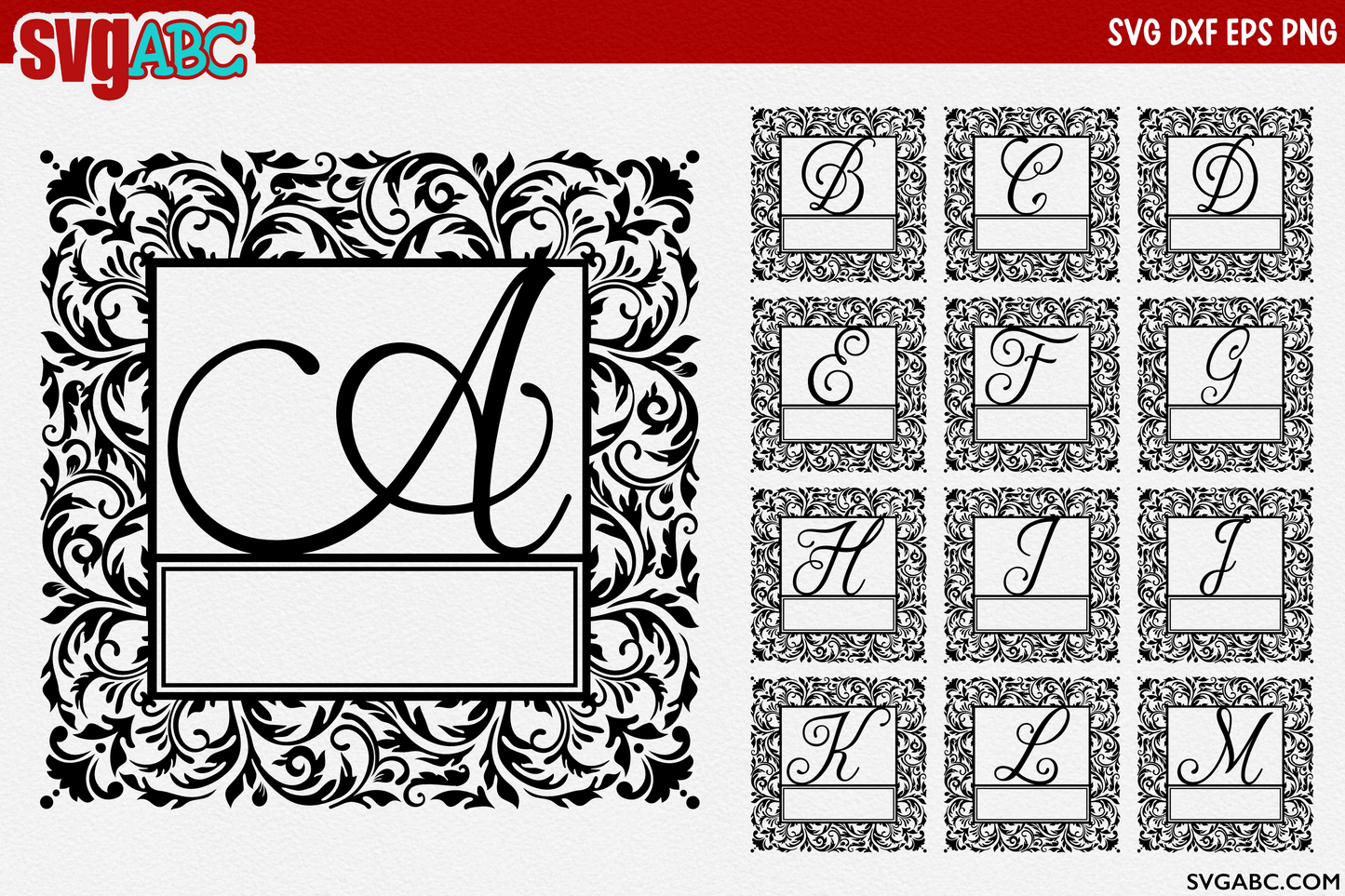 Flourish Alphabet Frame A-M